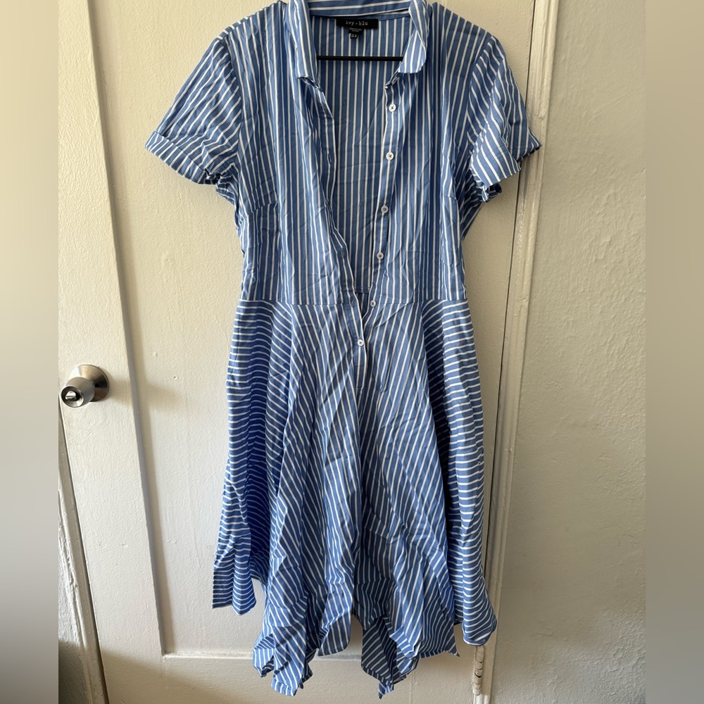 Blue and White Stripped Dress - Ivy + Blu